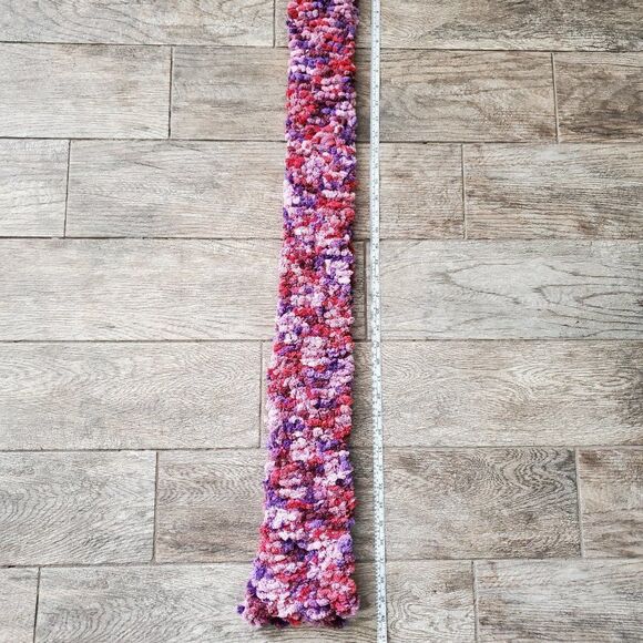 BOGO Scarf Sale - Hand Crafted soft purple pink and red popcorn scarf - Picture 5 of 7